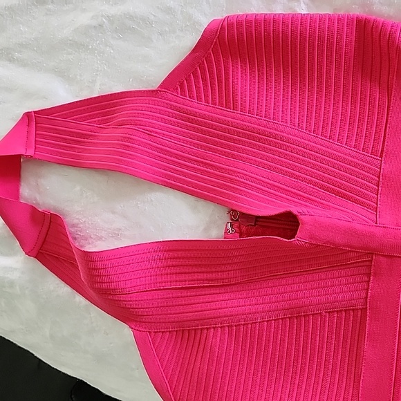 HOT HOT HOT PINK BODYCON MIDI DRESS, SZ L - Picture 5 of 5